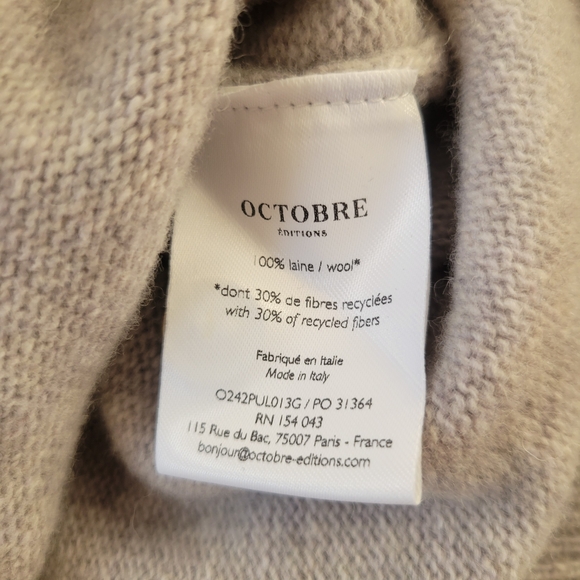 Octobre Moreno Wool Sweater Gray Size XL NWT Academia Preppy - Picture 6 of 9